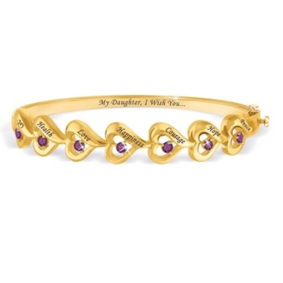 Danbury Mint Seven Wishes for My Daughter Amethyst Bracelet Gold Plate NEW - Picture 1 of 2
